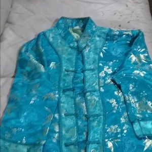 Blue Cheongsam style long sleeve